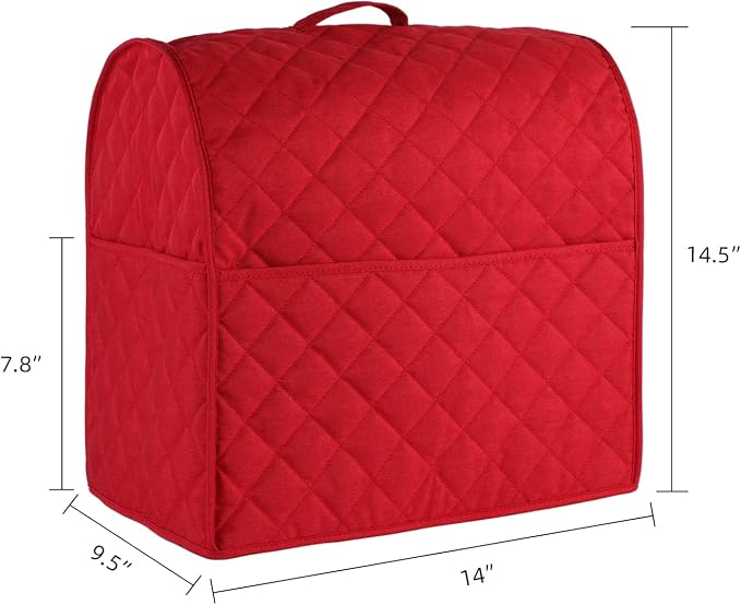 Stand Mixer Cover compatible with Kitchenaid Mixer, Fits All Tilt Head & Bowl Lift Models with 3 Organizer Bag for Accessories.with Handle Waterproof.Easy Cleaning(Red,For Tilt Head 4.5-5 Quart)