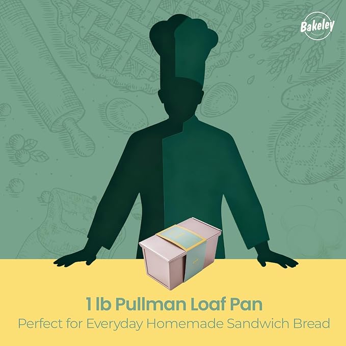 Commercial Pullman Loaf Pan with Lid, 1Lb Dough Capacity Non-stick Rectangle Flat Toast Box for Oven Baking 8.3" x 4.8" x 4.3"(Champagne Gold)