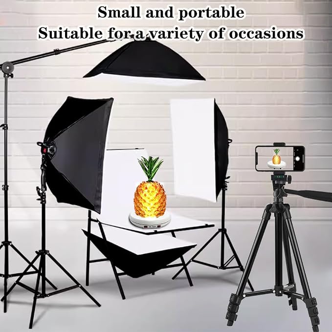 JAYEGT Multicolor LED Light Motorized Rotating Display Stand , 10 inch /55lbs Load, 360° Electronic Photography Turntable for Product Shows, Jewelry, Crystal Art (White / 5 Colors Light / Wired)