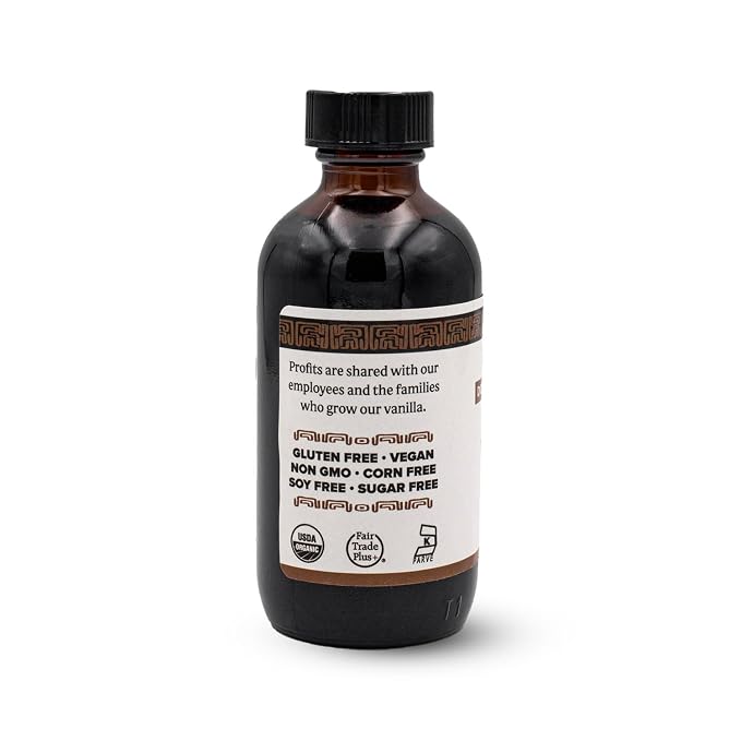Singing Dog Vanilla Organic Double Strength Pure Vanilla Extract, 4 oz - 2x Vanilla Beans, USDA Organic - Ice Cream, Baking - Non-GMO, Allergen-Free