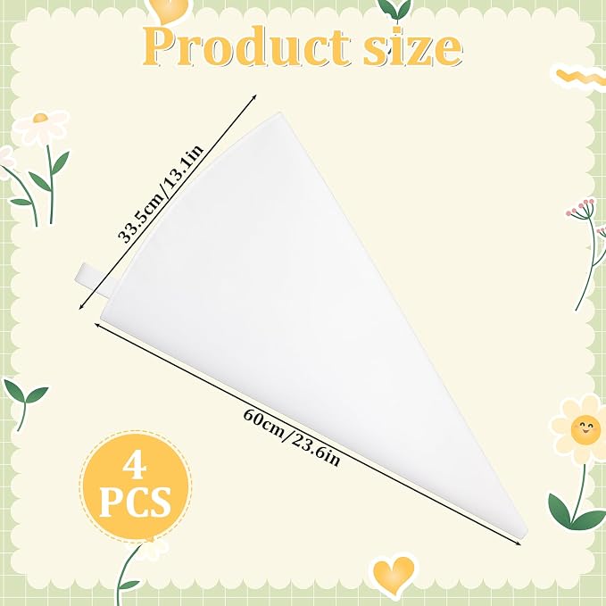 COMNICO 4 Pcs Reusable Pastry Piping Bags, 24 Inch Cake Decorating Bags Non-Slip Extra Thick Durable Cake Decorating Bag for Icing Cakes Cookies Baking Decoration Supplies
