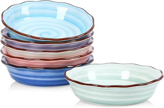 Selamica Ceramic Mini Pie Pans, 6 Inch Pie Dish for Baking, Small Pie Plate with Fluted Edge for Dessert Apple Pie, Oven Safe, Set of 6, Gradient Color