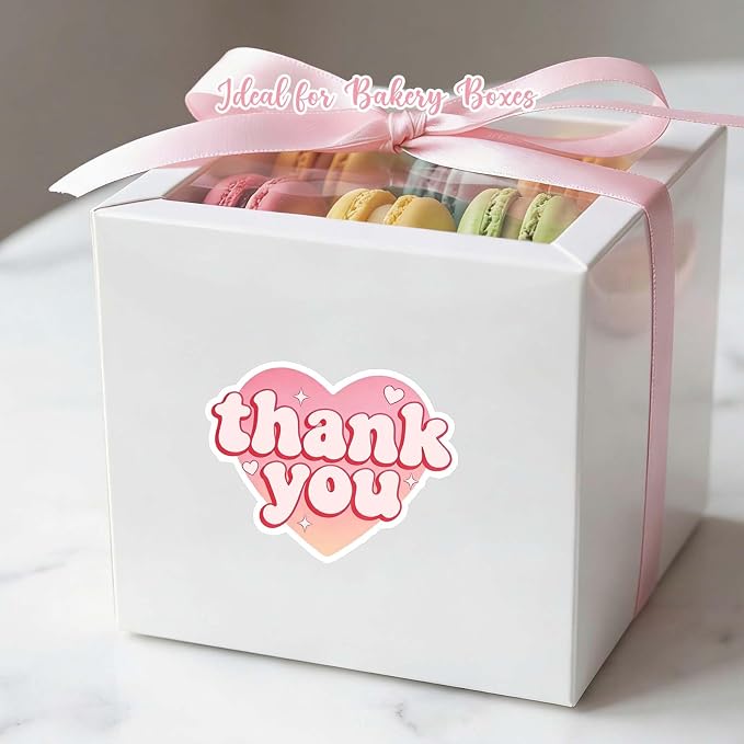 Heart Shaped Thank You Stickers, Cute Pink Appreciation Labels for Gift Wrapping, Small Business Packaging, Mother’s Day Gift Stickers, Bakery Package Seals, 60 Pcs
