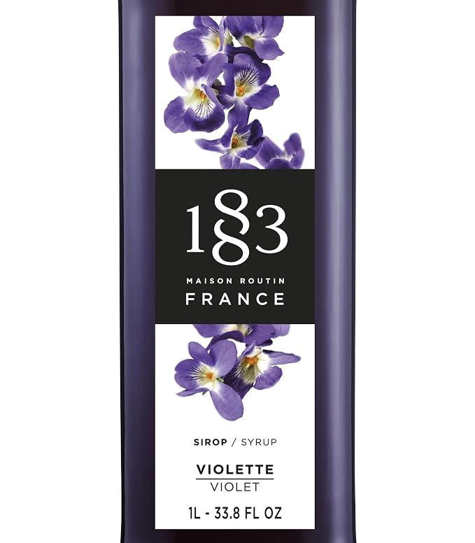 1883 Violet Syrup for Drinks, Made in France, 1 Liter Glass Bottle