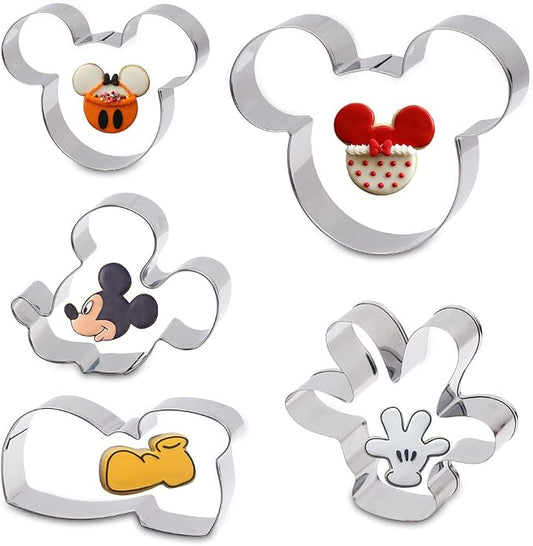 Cookie Cutters for Kids - Sandwich Cartoon of Mickey Mouse Cookie Cutter Shaped Biscuit Mould for DIY Cake Craft Bakeware Decoration Stainless Steel Cutter Set 5 pcs