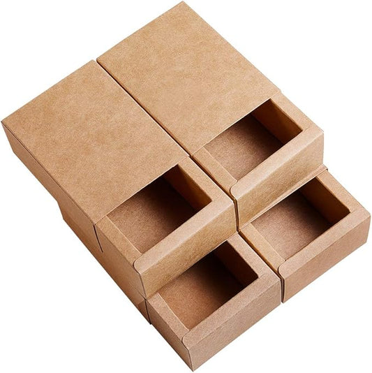 BENECREAT 20 Pack Kraft Paper Drawer Box Festival Gift Wrapping Boxes Soap Jewelry Candy Weeding Party Favors Gift Packaging Boxes - Brown (3.5x2.3x1.65)