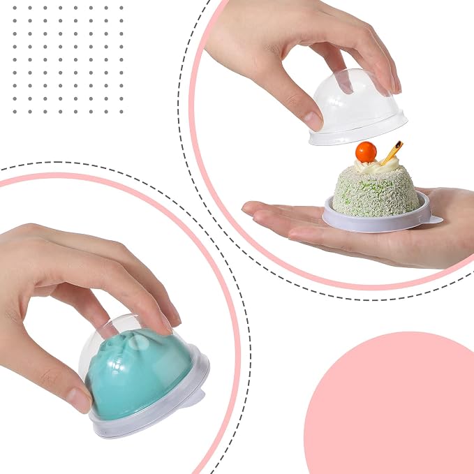 Patelai 50 Pcs Clear Plastic Mini Cupcake Container, Mini Cupcake Box Muffin Dome Muffin Single Container Box for Wedding Birthday Cheese Pastry Dessert Cake (White)