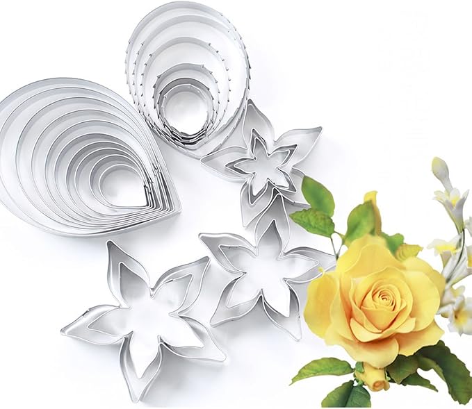 KALAIEN 23pcs/set Rose Petal Cutter Set Gum Paste Fondant Cake Cutters kitchen Supplies Baking Mould