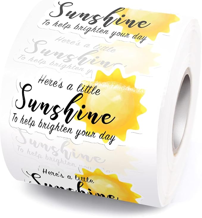 Here's a Little Sunshine to Help Brighten Your Day Stickers, Funny Sun Small Business Mailbox Stickers,Business Order Handmade Mailer Package Sticker, Happy Mail Paster, 500 PCS