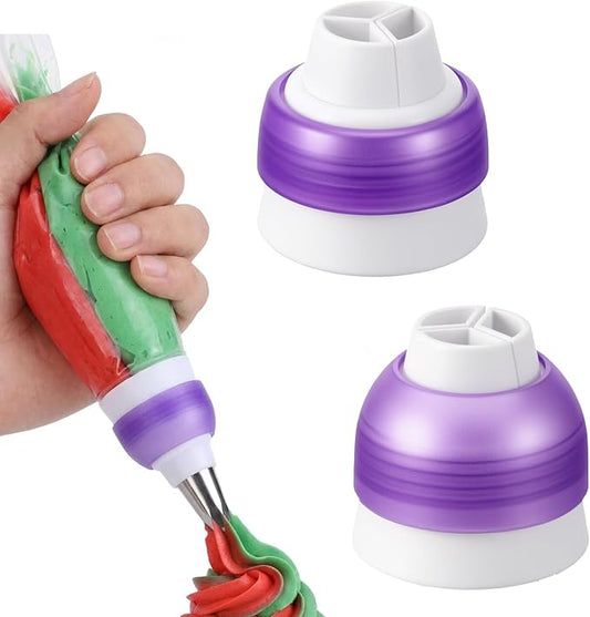 2 Pack Couplers for Piping Bags 3 Color Plastic Piping Couplers Adapter Swirl Twist For Icing Frosting Tips