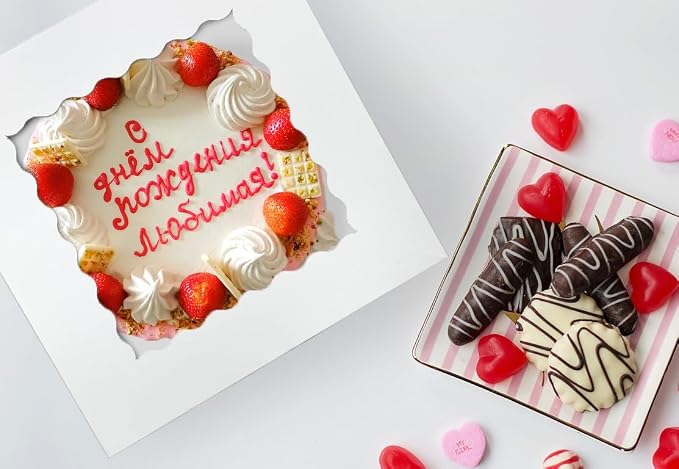 10 Pcs Cake Boxes,12x12x8 Inches White Bakery Boxe with Window,Tall Dessert Boxe,Cookie Boxe for Multi-Layer Cakes,Cake Containers for Birthday,Party,Valentine’s Day by GBF