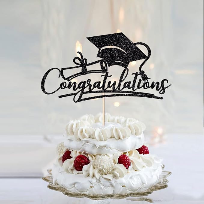 Congratulations 2026 Graduation Cake Topper,Congrats Grad Cake Decor - 2026 High School; College;Senior Graduation Party Decorations Supplies (black)