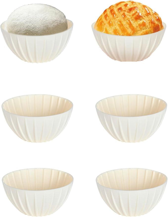 Mini Banneton Basket,6 Pcs 5 Inch Small Sourdough Banneton Bread Proofing Basket Set Round Proofing Bowl for Sourdough Loaf Pans Bread Baking Supplies (Beige)