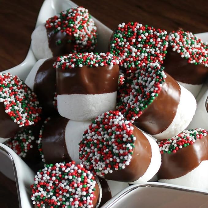 Christmas Sprinkles Bulk 16oz - Edible Red Green White Nonpareils Mini Pearls for Baking, Cookies, Cupcakes | Holiday Sprinkles Topper Decorations, Xmas Cake Decorating Supplies 1lb