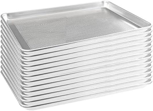 HARDURA Aluminum Perforated Baking Sheet Pan 18”L X 13”W X 1”H Cookie Sheet, 12Packs, For Oven in Bakery & Restaurant, Kitchen