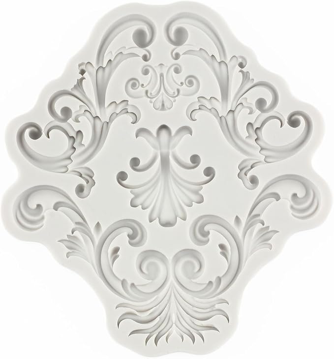 Baroque Fondant Silicone Molds Relief Flower Lace Chocolate Mold Scroll Lace Clay Mold Filigree Mold 3D Sculpted For Sugar Cake Decorating Cupcake Topper Gum Paste Candy Polymer Clay