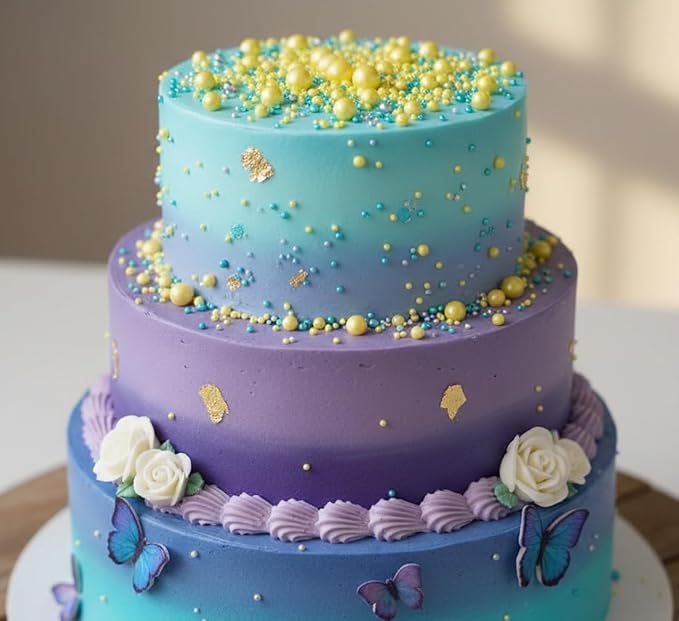 Edible Pearl Sprinkles, Lemon Yellow, 26 Colors Mixed Size | Sugar Pearls, For Cakes, Cupcakes, Cookies, Donuts & Ice Cream, Gluten Free, Food Grade, Wedding & Valentine's Day Decoration