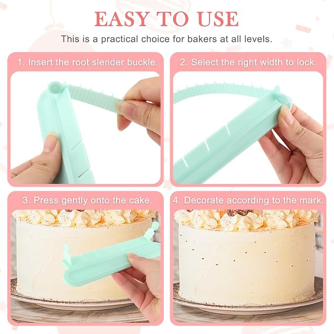 3 Pcs Cake Arch Guide Tool With 3 Pcs Cake Scraper Cakes Smoother,Cakes Arch Tool Convenient for Controlling the Size and Position of the Arc,Suitable for Beginners and Bakers
