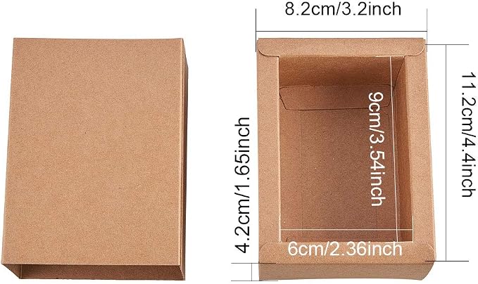 BENECREAT 20 Pack Kraft Paper Drawer Box Festival Gift Wrapping Boxes Soap Jewelry Candy Weeding Party Favors Gift Packaging Boxes - Brown (3.5x2.3x1.65)