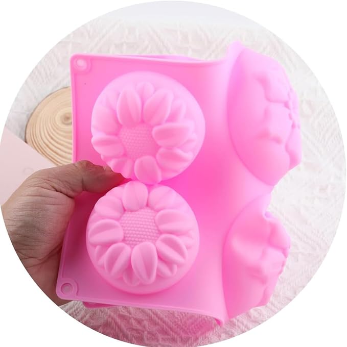 6 Cavity Flowers Shaped Silicone Chocolate Molds Sunflowers Daisy Mold For Chocolate Candy Set Of 2