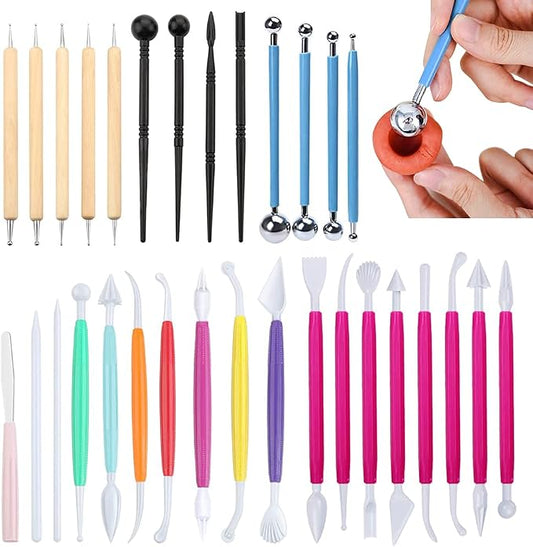 31pcs Fondant Cake Modeling Decorating Hand Sculpting Tools Kit for Cookie Cake Decorating, Sugarcraft Sculpture Pottery