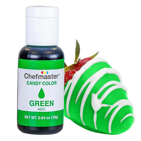 Chefmaster Green Candy Color | True-Tone Shades | Oil-Based | Professional-Grade Dye | Chocolate, Strawberries, Cake Pops | Decorating | Easy-to-Use | Manufactured in the USA | 0.64 oz