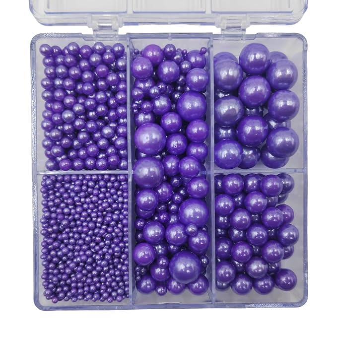 Edible Purple Pearl Sprinkles for Cake Decorating, Mixing 4 Sizes Purple Sugar Cupcake, Ice Cream, Donuts, Macaron Toppings Supplies 90g/ 3.17oz