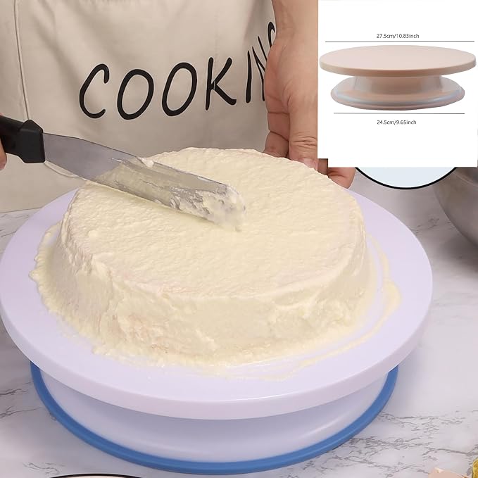 FDXGYH 1 PCS Cake Turntable Black 11'' Rotate Cake Decorating Stand for DIY Cake Making (Pink)