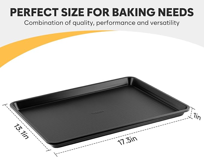 2 Pack Half Sheet Pan 17.3” x 13.1”, Cookie Sheets for Baking 0.8mm Thick Non Stick Baking Sheets for Oven Heavy Duty Baking Trays