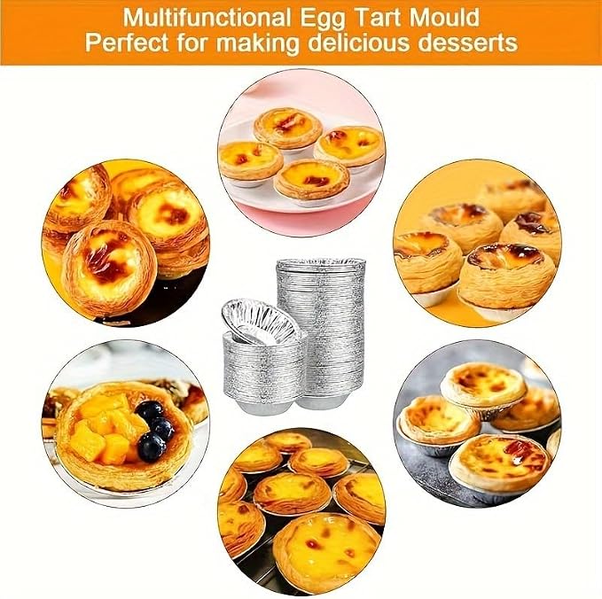 50Pcs Mini Pie Tins, Round Aluminum Foil Pans, Disposable Small Tart Pans for Baking