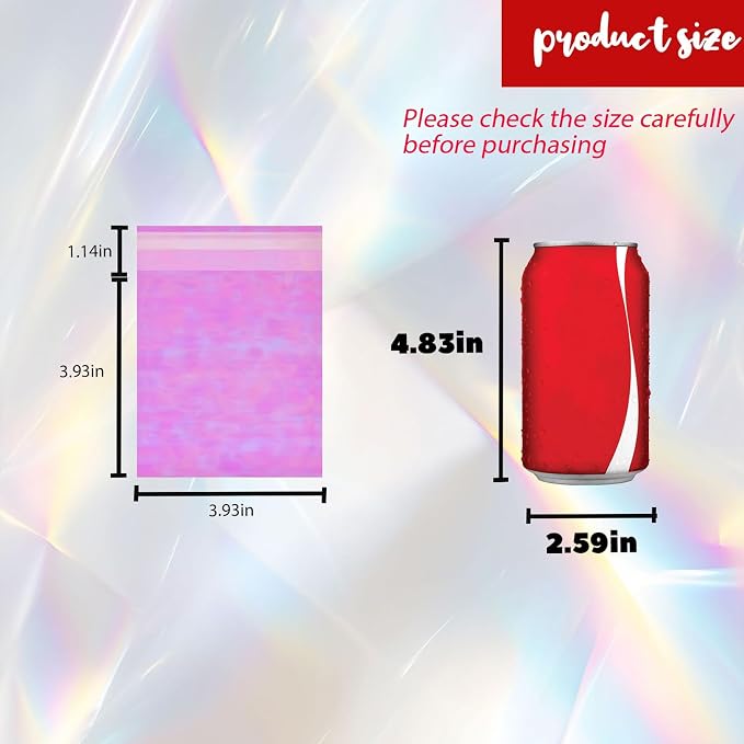 200Pcs Iridescent Cookie Bags Self Sealing Cellophane Treat Bags | Clear Resealable Adhesive Plastic Bags for Cookies, Candy, Party Favors, Gift Packaging (4x4 Inches)