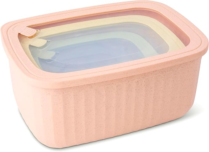Core Kitchen Nested Wheat Fiber Food Storage Set – 8-Piece BPA-Free Containers with Lids – Eco-Friendly, Stackable, Microwave & Freezer Safe - Garden Oasis