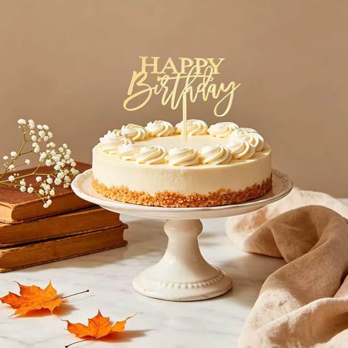 Golden Happy Birthday Cake Topper Mirrored Acrylic Happy Birthday Cake Plugin Party Sign Decoration