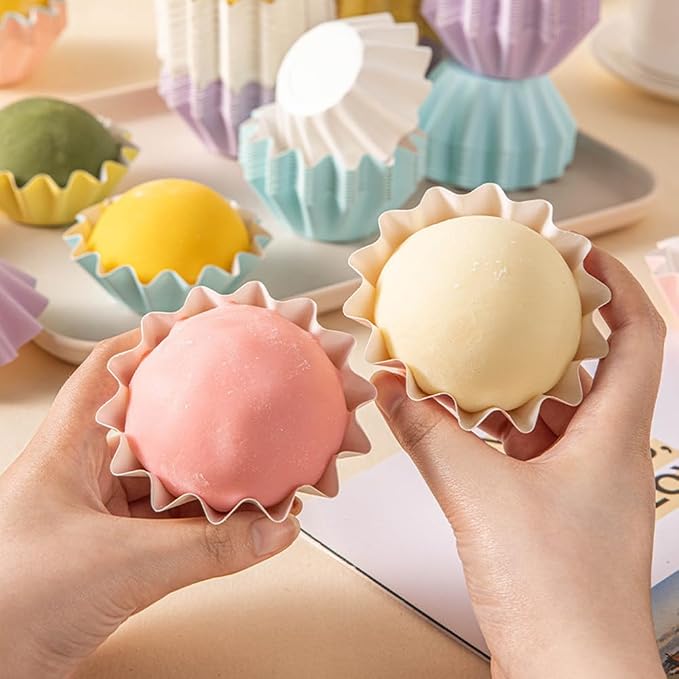 100 PCS Baking Cups Cupcake Liner Flared Brioche Muffin Wrappers (Brown) | Standard Greaseproof Coated Paper Cup for Wedding Birthday Holiday Party or Baby Shower
