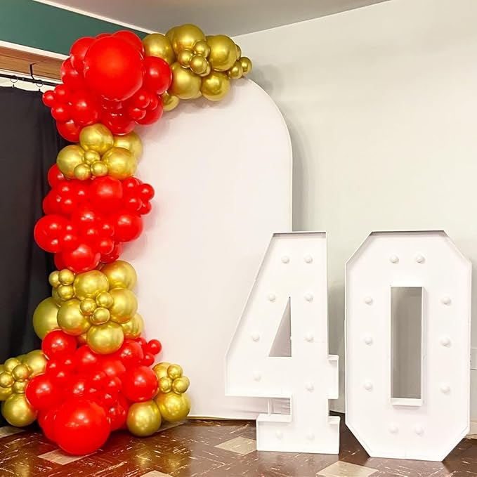 153Pcs Red and Gold Balloons Garland Arch Kit with Stars - 22 18 12 10 5 inch Different Size Red Metallic Gold Confetti Latex Balloon for Birthday Valentine's Day Wedding Party Decorations