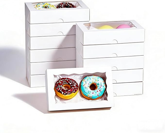 20PCS 7x4⅜x1½ nch Cookie Boxes with Window for Chocolate Truffle,Orec,Pastry Boxes Dount,Browine, Soap&Bakery Treat Boxes for Party Favors Wedding Christmas Valentine's