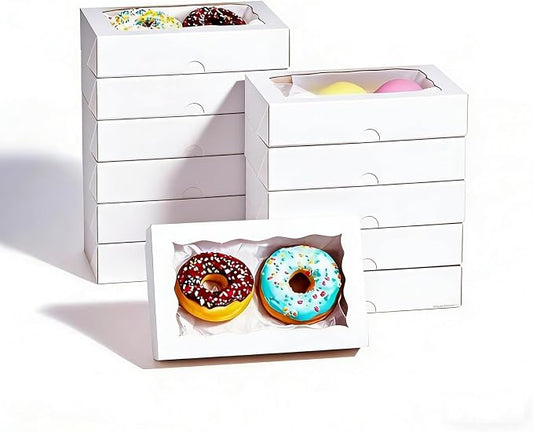 20PCS 7x4⅜x1½ nch Cookie Boxes with Window for Chocolate Truffle,Orec,Pastry Boxes Dount,Browine, Soap&Bakery Treat Boxes for Party Favors Wedding Christmas Valentine's