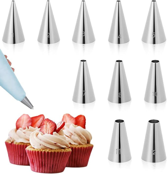 10 Pcs Frosting Tips, Frosting Bags and Tips for Decorating Ideal for Frost Cupcakes, Cakes, and Cookies (Ten models)