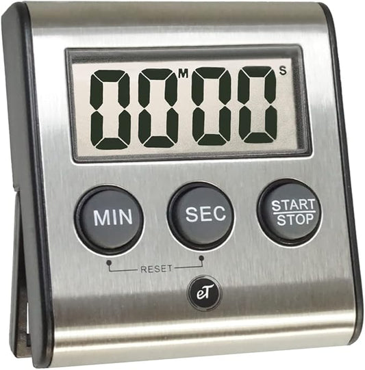 Elegant Digital Kitchen Timer Stainless Steel - Loud Alarm - Model eT-23
