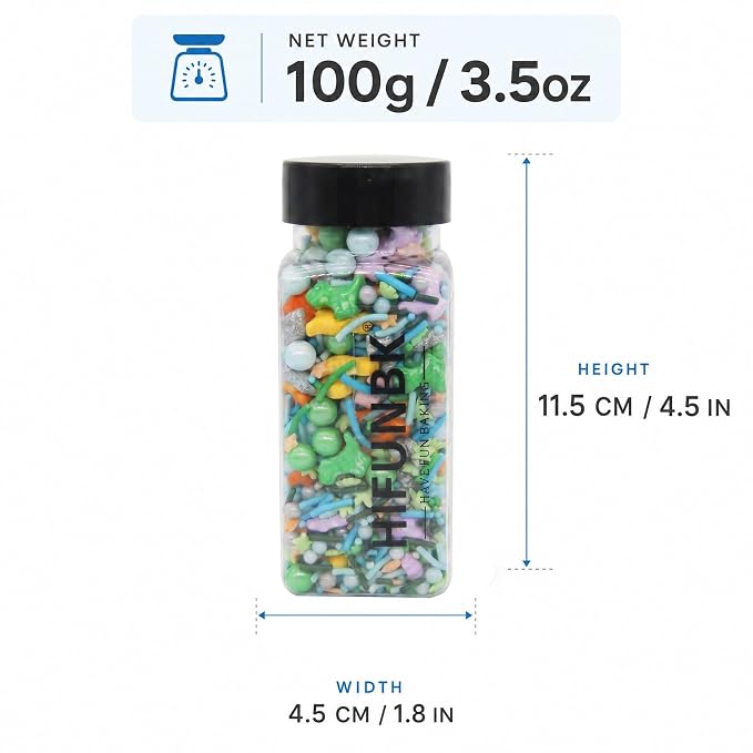Dinosaur Sprinkles For Cake Decorating,Edible Mix Tyrannosaurus Stegosaurus Dragee For Kids Birthday Party, Colorful Sugar Pearl For Topping Cake Cupcake Cookie Icecream, By HIFUNBK
