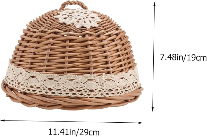 1pc Hand-woven Rattan Cover and Storage Basket Round Design for Kitchen Use Snacks from and Insects Natural Wood for Bread and Pastry Serving