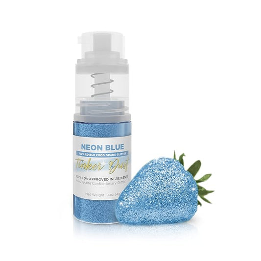 Bakell - Neon Blue Tinker Dust (4g, 1x Mini Spray Pump) Edible Glitter for Food, Desserts, and Baked goods!