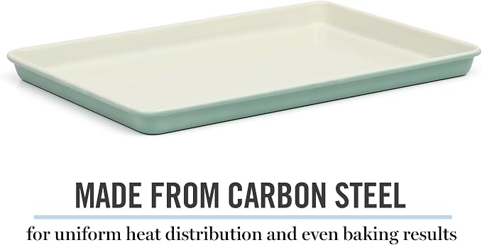 Martha Stewart Gallen 15 x 10 Inch Nonstick Carbon Steel Cookie Sheet – Teal, Durable Bakeware for Even Baking and Easy Cleanup