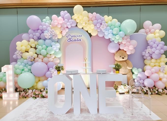 453Pcs Pastel Balloon Arch Kit, 7 Macaron Assorted Colors Balloon Garland Kit, Different Size Spring Colorful Balloon for Spring Easter Birthday Baby Shower Gender Reveal Rainbow Party Decor