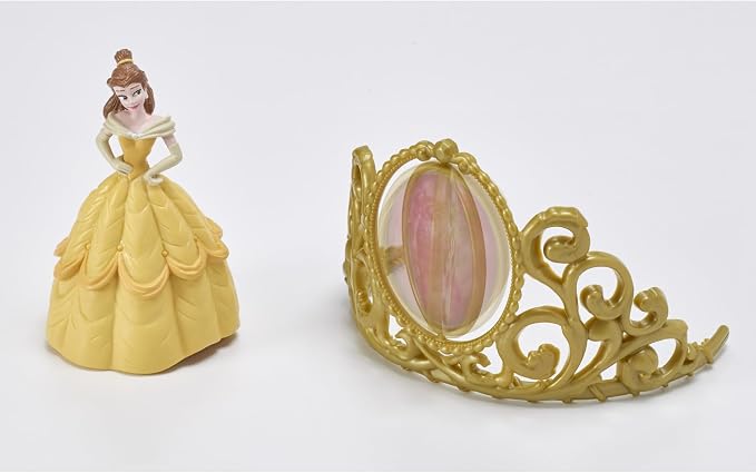 DecoSet® Disney Princess Belle Beautiful As A Rose Cake Topper, 2-Piece Decorations Set with Belle Figurine and Golden Tiara with Spinning Jewel, Beauty and the Beast Cake Decoration