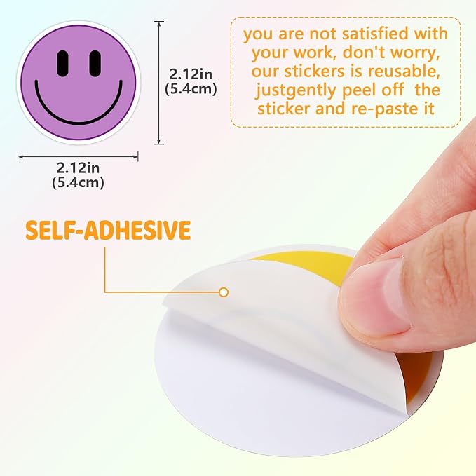 50PCS Smiling Face Stickers, Cute Water Bottle Stickers for Kids, for Teaching Rewards, Notebooks, Stationery, Luggage, Cartoon PVC Happy Sticker