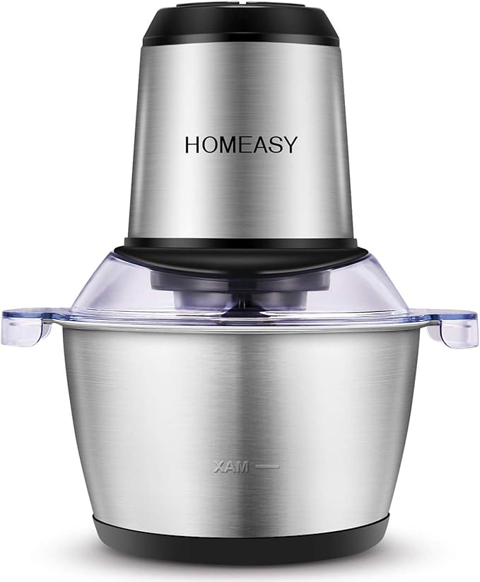 HOMEASY Meat Grinder Electric, Food Processor 2L Stainless Steel Meat Blender Food Chopper for Meat, Vegetables, Fruits and Nuts with 4 Sharp Blades, 350W, 8 Cups
