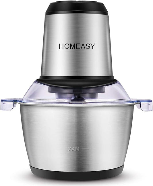 HOMEASY Meat Grinder Electric, Food Processor 2L Stainless Steel Meat Blender Food Chopper for Meat, Vegetables, Fruits and Nuts with 4 Sharp Blades, 350W, 8 Cups