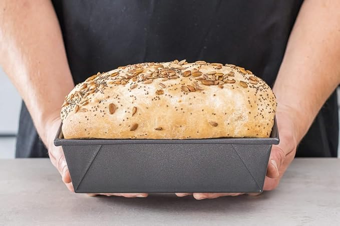 MasterClass KCMCHB20 2 lb Loaf Tin with PFOA Non Stick, Robust 1 mm Carbon Steel, 21 x 11 cm Bread Pan, Grey