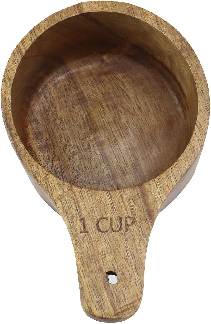 1PCS 1 Wooden Measuring Cup and Measuring Spoon Kit for Baking Cooking Spice Coffee Tea Milk Powder